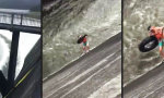 Lustiges Video - Reifenrutschen im Staudammkanal
