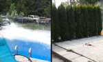 Lustiges Video : Mit dem Schneemobil über den Pool