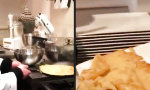 Lustiges Video - Perfekt platzierter Pfannkuchen flip!